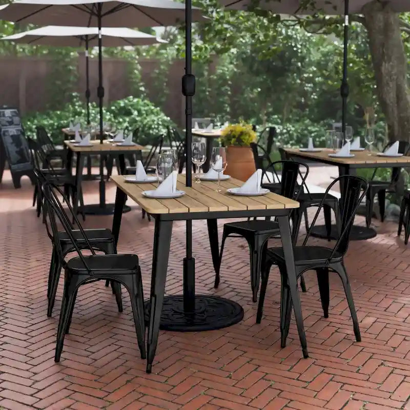 Komerční restauranční stůl z polyresinu 30x60 s otvorem na slunečník - 30Š x 60H x 30V