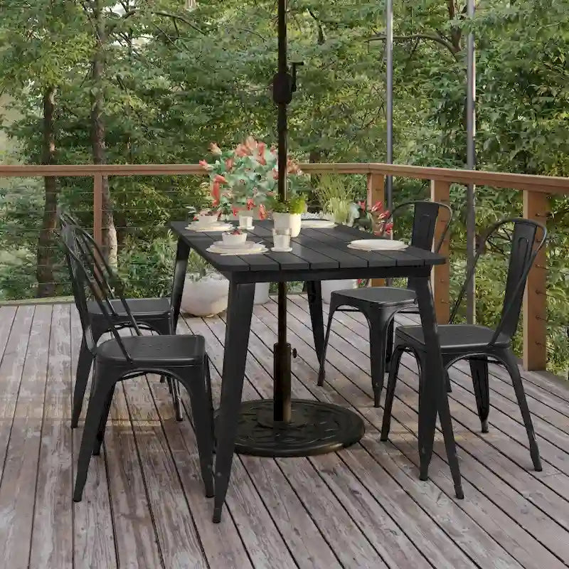 Komerční restauranční stůl z polyresinu 30x60 s otvorem na slunečník - 30Š x 60H x 30V