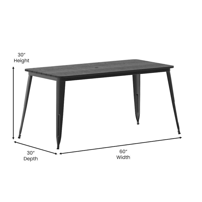 Komerční restauranční stůl z polyresinu 30x60 s otvorem na slunečník - 30Š x 60H x 30V